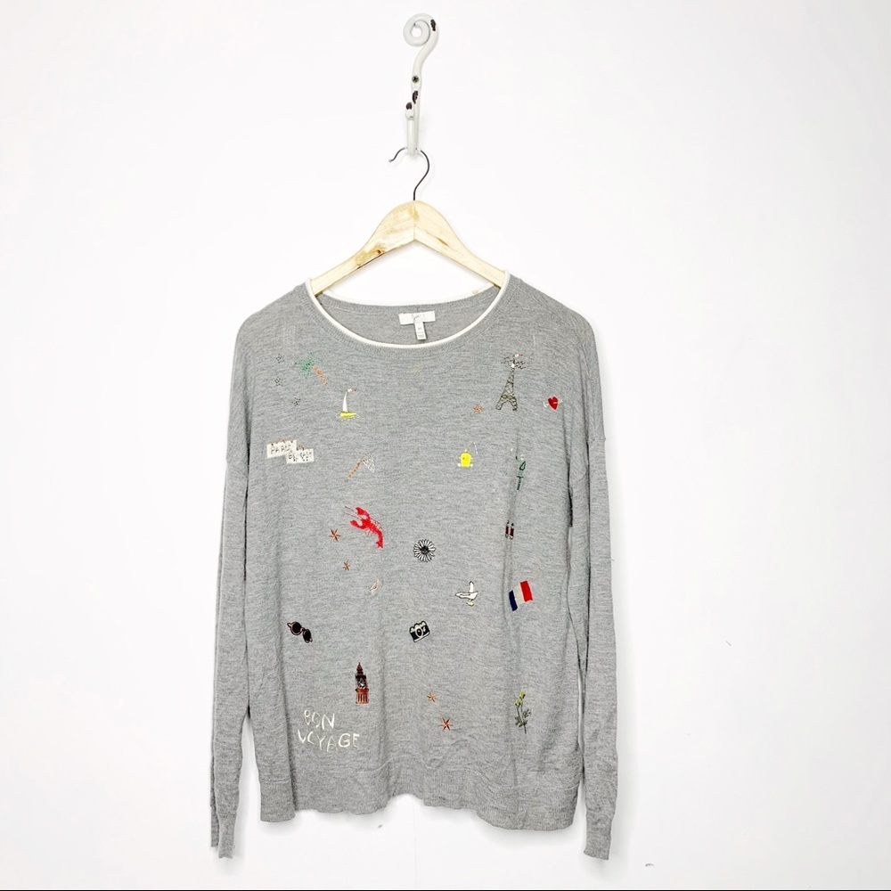 Joie Eloisa B Bon Voyage Sweater embroidered M